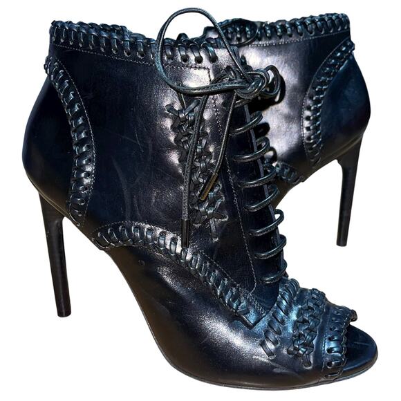 Jason Wu Shoes - Jason Wu Boots Leather Ankle Bootie Lace Up Whip Stitch Made in Italy